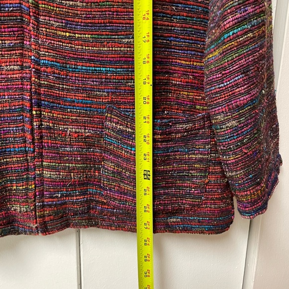 CHICO’S Silk Muticolor Jacket • size 2 aka Large • zip up • striped woven design - Picture 6 of 14